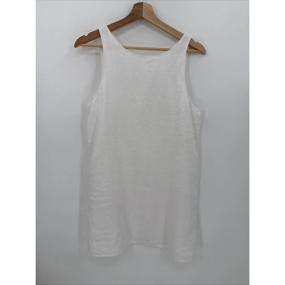 Reformation Womens Jessi White Linen Mini Shift Dress Size 4 Capsule Wardrobe - Picture 2 of 11